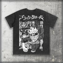 Black Clover Anime T Shirt, 90s Retro Manga Faded Wash Relaxed Fit Gym Clothing, Vintage Distressed Tee, Sci Fi Fantasy Gift for Anime Fan 100