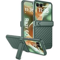 Case for Motorola Razr 70 Ultra / 60 Ultra, PC Kickstand Case, with glass, green