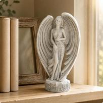 Nordic Angel Sculpture Artistic Design Resin Decor Ornamental Deity Statue for Living Room, Antique White gray