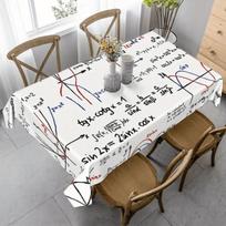1pc Vintage Math Formula And Number Tablecloth, 152.4*218.44 cm, Rectangular, Polyester, Easy to Clean, Suitable for Dining Rooms, Offices, Study Desk 60*102inch(150*255cm）