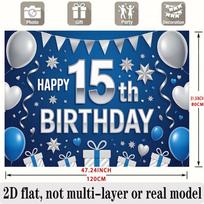 Party Backdrop 15Th Birthday Stars Blue Flat Balloons Number Wedding Celebrations Celebration Photo Booth Front Door Decor 80CMx120CM white