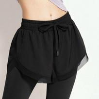 Breathable Sweat-Absorbent Faux Two-Piece Fitness Leggings for Yoga and Running 3XL juoda