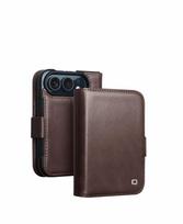 IPhone Duo Fold Aliejaus Vaško Natūralios Odos Atverčiamas Dėklas su Kortelių Lizdais Laikiklis Dangtelis Verslo Karvės Odos Dangtelis IPhone Duo For iPhone Duo gray