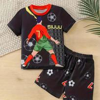 Summer Fashion Special Edition Ronaldo #7 Football Sports Jersey Short Sleeved T-shirt Shorts and Set Casual Parent-child Outfit 150