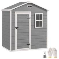 Tool Shed 1.9m² 182 x 121 x 200cm Garden Shed with Gable Roof, Floor, Lockable Door 182 x 121 x 200 cm pilka