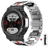 Metal Bracelet For Amazfit T-REX 3 2 Correa Business Stainless Steel Band For Amazfit T-REX/Pro Protector Glass Film Accessories Amazfit T-REX 3 gray