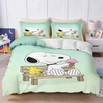 Snoopy Pora Patalynės Komplektas Antklodės Užvalkalas Viengulio Dydžio Rinkiniai 100% Poliesteris 3D Vaikams Patalynės Komplektas 3 Dalių 1 Antklodės Užvalkalas AU Double(180*210cm)3pcs