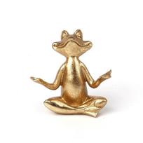 1PC Gold Yoga Frog Figurines Modern Living Room Desk Table Home Office Bookshelf Decoration Animal Statue Resin Ornaments brown
