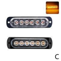 12V 24V Automobilio LED stroboskopas Mirksintys grotelių žibintai Avarinis žibintas 6LED ĮSPĖJAMASIS ŽIBINTAS 6LED Blykstė Sunkvežimiui Priekabai Švyturėlis Žibintas U1D0 geltona