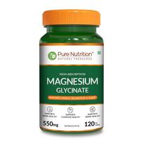 Pure Nutrition Magnesium Glycinate 550mg - 120 Tablets | High Absorption Magnesium Supplement for Daily Wellness | Supports Muscle Relaxation, S