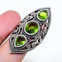 Natural Peridot Gemstone Handmade 925 Sterling Silver Jewelry Ring Size 7 AR-18196 pink