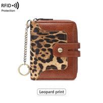 Multicolor RFID Anti-Theft Ladies Wallet with Chain Keychain and Coin Purse vyno raudonos spalvos