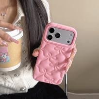 Sweet 3D Amboss Bowknot Pink Cartoon Case for 17 Pro Max 16 15 Pro 14 13 Pro Silicon Soft Phone Cover iPhone 17 Pro black