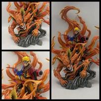 41cm Anime Figure Naruto GK Sennin Mode Naruto Kurama Action Figure Ten Years Hundred Ninja Statue Collect Model Toy Decor Gift black
