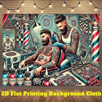 1 piece of barber tattoo art photography background fabric - bright checkered patternDJH 79×59inch/200*150cm