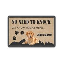 Dog Po Text Doormat Non slip Rubber Backing Outdoor Entrance Floor Mat No Need to Knock We Know You're Here Rug Mat 18x30 Inch beige