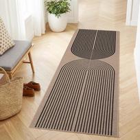 Boho geometrinis ilgas kilimas neslystantis, abstraktus arkos linijų raštas grindų kilimėlis skalbiamas, dekoratyvinis ilgas kilimas koridoriaus dekorui 50X150cm-Felt