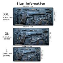 Machine Gun Mouse Pad Large Computer Office Game Table Mat Rubber AntiSlip Stitched Edge Keyboard Mats 60x30 Desk Pads 800x300x2mm gray