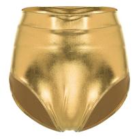 Moteriški Hotpants Šlapios išvaizdos Šortai Blizgūs Kūno Formas Pabrėžiantys Šortai Bikini Apatinė Dalis Aukšto Juosmens Jogos Šortai Klubiniai Drabužiai L auksas