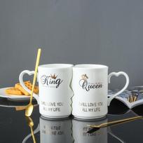 2vnt./rinkinys Creative Couple Gift Pug Keraminis puodelis Kavos puodelis Pieno puodelis Pusryčių puodelis white