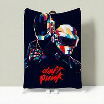 D-Daft Punk Grupės Plona 240g Flanelinė Antklodė Švelni Odai Vasaros Vėsinimui 75cmx90cm gray