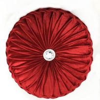 Aksominė Rankų Darbo Apvali Moliūgo Pagalvė - Sofa, Automobilio, Biuro Dekoras Diameter 35cm raudona