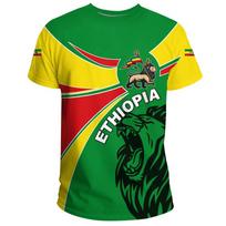 Afrikos Šalis Etiopija Eritrėja Liūto Tatuiruotė Retro Gatvės 3D Spausdinimo Marškinėliai Etiopijos Nacionalinis Herbas Unisex Trumpomis Rankovėmis Viršutiniai Drabužiai 6XL yellow