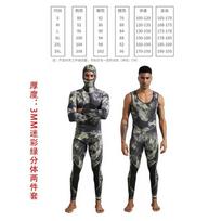 3mm Camouflage Neoprene Wetsuit Freediving Snorkeling Swimming Mens Two-Piece Hooded Long Sleeve Dive Suit Small gray