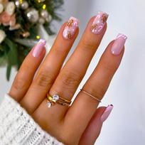 Christmas Gingerbread Man Snowflake Stripe Press On Nails 24 Pieces Fake Nails 1pc brown