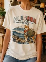 Fuji Shiba Inu T-Shirt and kids tshirt | Vintage Japanese Mountain Dog Graphic S black