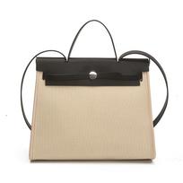 Color Splicing Pu Business Messenger Bag For Women With Contrast Stitching For Daily Office Use Beige Brown brown