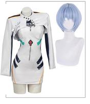 Anime White Plug‑suit Cosplay Costume Asuka & Rei Full Set With Wig Halloween Outfit XL&Other gray