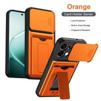 Shockproof Armor Card Slot Bracket Holder Slide Lens Protect Phone Case For OPPO A6 Pro A6 A6X 4G A6S 5G Wallet Back Cover OPPO A6x orange