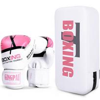 Bokso pirštinės su rankų taikiniais, kojų rinkinys, vaikams, suaugusiems, kovos menų treniruotės, smūgių maišo įranga 6 oz pink