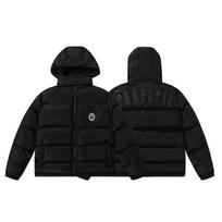 Tas pats Trapstar Žieminė su gobtuvu vyriška pūkinė striukė su siuvinėjimu nugaroje Amerikietiško gatvės hip hopo mados stilius XL black