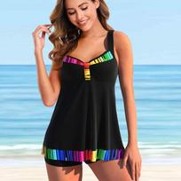 Moteriški maudymosi kostiumėliai Tankini 2 dalių maudymosi kostiumėlis su juodais taškais spausdinti atostogų maudymosi kostiumėliai 6XL įvairiaspalvis