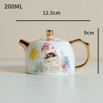 White Porcelain Cute Cat Teapot Cute Painted with Filter Hole Dragon Egg Pot High-grade Household Ceramic Kung Fu Tea Set white