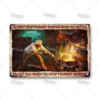 Artisian Job Work Metal Plaque Shoemaker Tin Sign Barista Hairstylist Luthier Painter Chef Decorative PlateWall Decor Garage Bar 20x30cm（7.8x11.8inch） beige