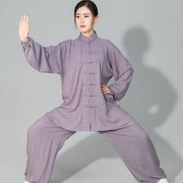 Moteriškos vyriškos minkštos medvilnės linijos Tai Chi kostiumas Kung Fu Wushu kovos menų uniforma Wing Chun striukinės kelnės L pilka