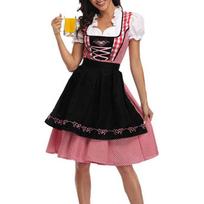 3 vnt. Vokiškas Bavarijos Oktoberfest kostiumų rinkinys, Helovino alaus kostiumas Dirndl suknelės Prijuostė Kaspinai Juostelė Suaugusiems Moterims XL juoda