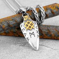 Norse Runes Odin's Spear Necklace Men's Gold Color Stainless Steel Arrowhead Pendant Valknut Talisman Male Vikings Jewelry Gift black