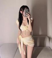 Elegance Swimwear 2025: New Pure Desire Bikini Set for Small Bust - Beautiful Three-Piece Split with High-End Resort Style Medium black