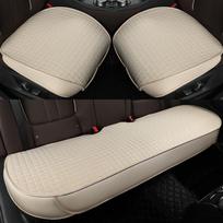 Visasezoninis lininis atviras automobilio sėdynės užvalkalų komplektas - Trys dalys, pilnas padengimas Small Square Cushion black