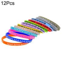 12Pcs/Set Multiplication Tables Silicone Bracelet Learn Math Wristband pink