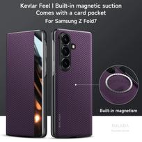Samsung Galaxy Z Fold 8 Ultra 7 6 anglies pluošto rašto odinis Magsafe dėklas Verslo lango vaizdo atverčiamas dangtelis Galaxy Z Fold8 Ultra violetinė