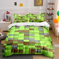 Pixelated Block Pattern Design Bedding Duvet Cover Set  (1*Duvet Cover 2*Pillowcases, without duvet insert) 135x200cm green