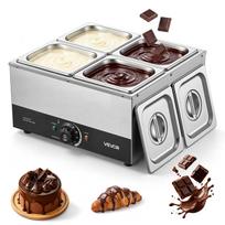 VEVOR šokolado lydymo aparatas, 4 bakai 8,2 kg šokolado komercinis lydytuvas, 1200 W didelė galia, vandens vonios šildymo sistema, nerūdijančio plieno korpusas 37 x 37.5 x 21.5 cm