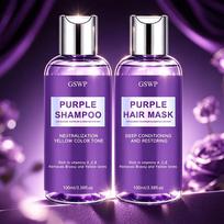 GSWP Purple Shampoo & Hair Mask Set, Neutralize Yellow & Brassy Tones, Deep Conditioning Repair Damaged Hair.100+100ml Purple Shampoo Set white
