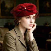 French Style Mesh Topper Hat Elegant Woolen Beret Fashion Medicine Box Hat  Performances raudona