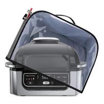 Air Fryer Hood For Grill Durable Kitchen Dust Cap With Storage Pockets Waterproof Household Grill Toaster Dust Cover 35×34×25CM gray